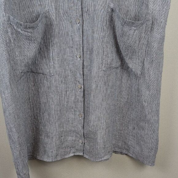 Eileen Fisher Organic Linen Crinkle Shirt Dress Boxy Lagenlook Size L - Picture 6 of 12